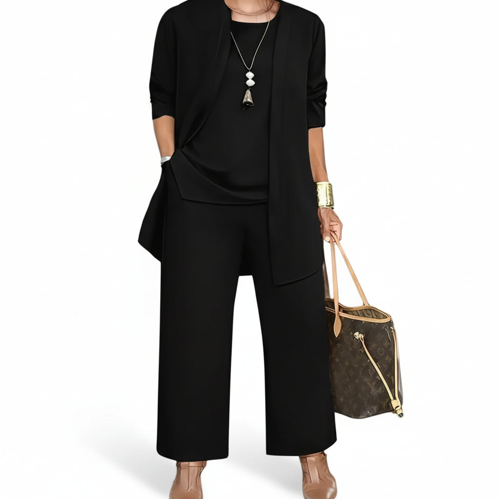 Elegantes Damen Zweiteiler Set Schwarz

