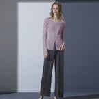 Vorderansicht: Damen Homewear Pyjama Set aus Baumwoll-Strick