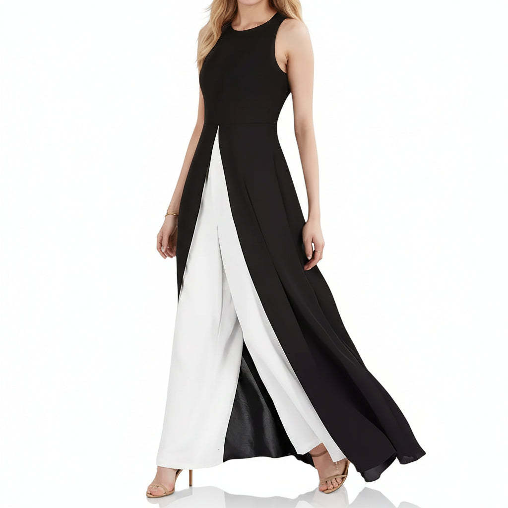 Neuer Damen Jumpsuit Schwarz Weiß
